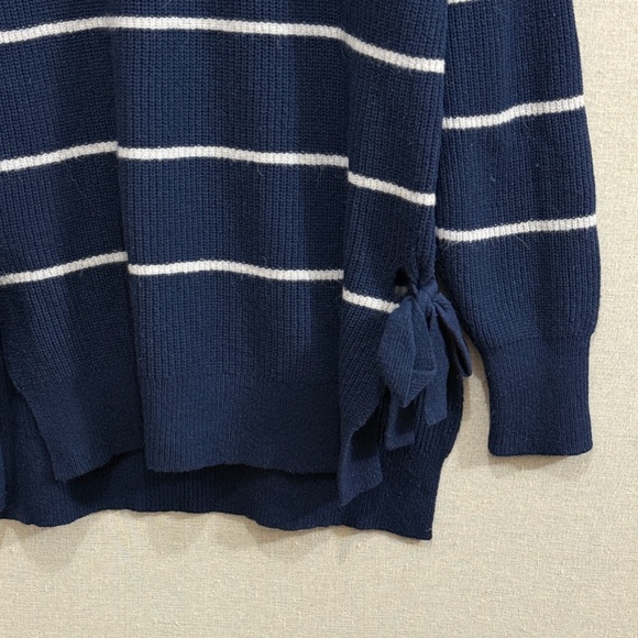 Rebecca Taylor Striped Mock Side Ties Turtleneck Sweater Medium - Picture 3 of 8